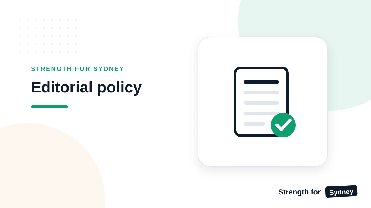 Strength for Sydney illustration titled Editorial policy